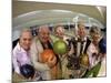 Portrait of a Group of Senior People Holding a Bowling Trophy at a Bowling Alley-null-Mounted Photographic Print