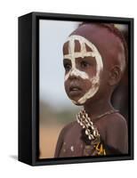 Portrait of a Hamer (Hamar) Child at Evangadi Dancing (Night Dance), Dombo Village, Turmi, Ethiopia-Jane Sweeney-Framed Stretched Canvas