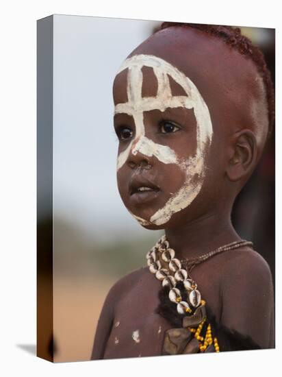 Portrait of a Hamer (Hamar) Child at Evangadi Dancing (Night Dance), Dombo Village, Turmi, Ethiopia-Jane Sweeney-Stretched Canvas