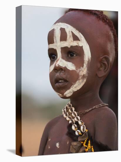 Portrait of a Hamer (Hamar) Child at Evangadi Dancing (Night Dance), Dombo Village, Turmi, Ethiopia-Jane Sweeney-Stretched Canvas