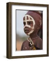 Portrait of a Hamer (Hamar) Child at Evangadi Dancing (Night Dance), Dombo Village, Turmi, Ethiopia-Jane Sweeney-Framed Photographic Print
