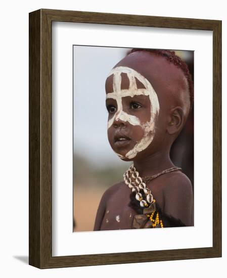Portrait of a Hamer (Hamar) Child at Evangadi Dancing (Night Dance), Dombo Village, Turmi, Ethiopia-Jane Sweeney-Framed Photographic Print