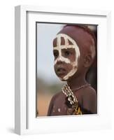 Portrait of a Hamer (Hamar) Child at Evangadi Dancing (Night Dance), Dombo Village, Turmi, Ethiopia-Jane Sweeney-Framed Photographic Print