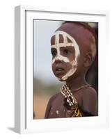 Portrait of a Hamer (Hamar) Child at Evangadi Dancing (Night Dance), Dombo Village, Turmi, Ethiopia-Jane Sweeney-Framed Photographic Print