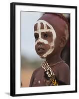 Portrait of a Hamer (Hamar) Child at Evangadi Dancing (Night Dance), Dombo Village, Turmi, Ethiopia-Jane Sweeney-Framed Photographic Print