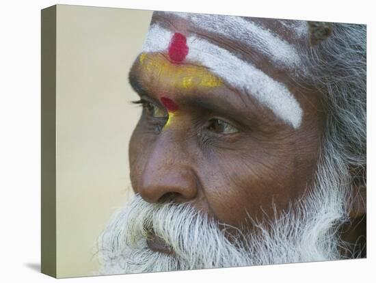 Portrait of a Holy Man, Varanasi, India-Keren Su-Stretched Canvas