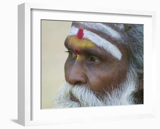 Portrait of a Holy Man, Varanasi, India-Keren Su-Framed Photographic Print