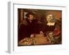 Portrait of a Husband and Wife Playing Tric-Trac-Jan Sanders van Hemessen-Framed Giclee Print