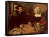 Portrait of a Husband and Wife Playing Tric-Trac-Jan Sanders van Hemessen-Framed Stretched Canvas