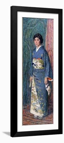 Portrait of a Japanese Woman in a Kimono, or Madame Kuroki, 1922 (Oil on Canvas)-Edmond-francois Aman-jean-Framed Premium Giclee Print