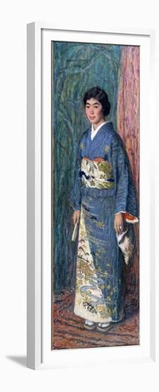 Portrait of a Japanese Woman in a Kimono, or Madame Kuroki, 1922 (Oil on Canvas)-Edmond-francois Aman-jean-Framed Premium Giclee Print