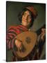 Portrait of a Jester with a Lute-Frans Hals-Stretched Canvas