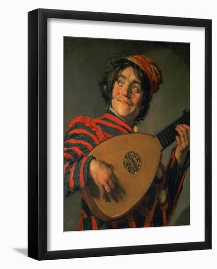 Portrait of a Jester with a Lute-Frans Hals-Framed Giclee Print