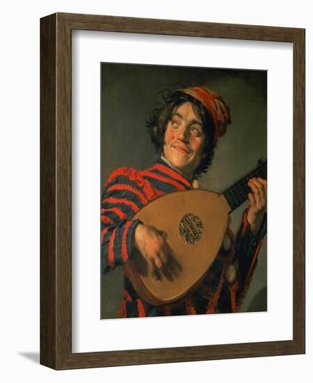 Portrait of a Jester with a Lute-Frans Hals-Framed Premium Giclee Print