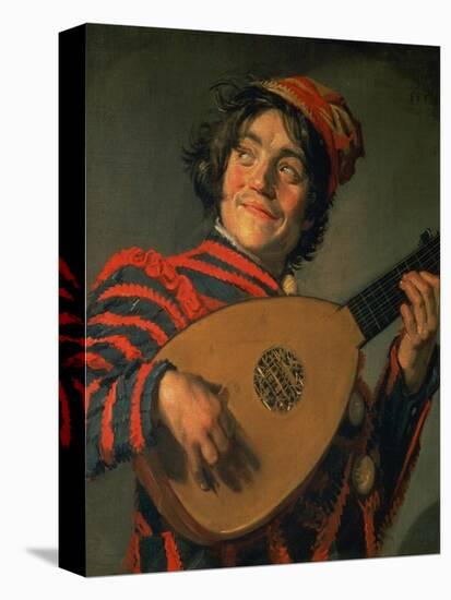 Portrait of a Jester with a Lute-Frans Hals-Stretched Canvas