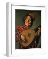 Portrait of a Jester with a Lute-Frans Hals-Framed Giclee Print