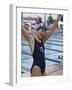 Portrait of a Joyous Girl Standing Beside a Swimming Pool-null-Framed Photographic Print