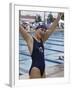 Portrait of a Joyous Girl Standing Beside a Swimming Pool-null-Framed Photographic Print