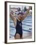 Portrait of a Joyous Girl Standing Beside a Swimming Pool-null-Framed Photographic Print