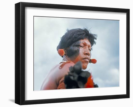 Portrait of a Kamayura Indian, Xingu, Brazil, South America-Robin Hanbury-tenison-Framed Photographic Print