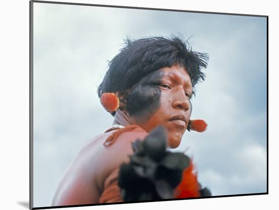 Portrait of a Kamayura Indian, Xingu, Brazil, South America-Robin Hanbury-tenison-Mounted Photographic Print