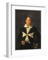 Portrait of a Knight of Malta, Possibly Fra Antonio Martelli, 1607-08-Caravaggio-Framed Giclee Print