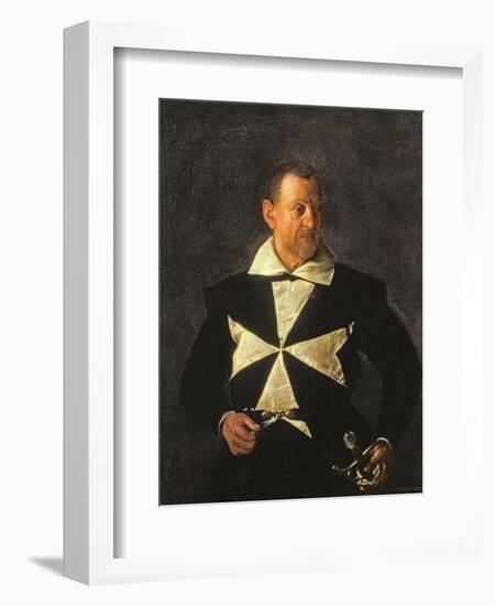 Portrait of a Knight of Malta, Possibly Fra Antonio Martelli, 1607-08-Caravaggio-Framed Giclee Print