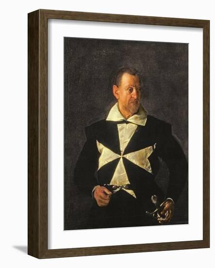 Portrait of a Knight of Malta, Possibly Fra Antonio Martelli, 1607-08-Caravaggio-Framed Giclee Print