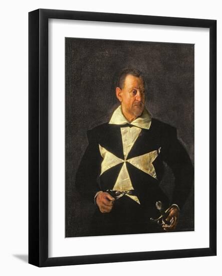 Portrait of a Knight of Malta, Possibly Fra Antonio Martelli, 1607-08-Caravaggio-Framed Giclee Print