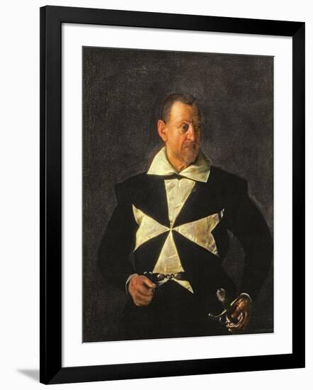 Portrait of a Knight of Malta, Possibly Fra Antonio Martelli, 1607-08-Caravaggio-Framed Giclee Print