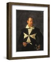 Portrait of a Knight of Malta, Possibly Fra Antonio Martelli, 1607-08-Caravaggio-Framed Premium Giclee Print