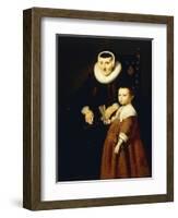 Portrait of a Lady, Aged 80 with a Girl, Aged 6, Three Quarter-Length, C.1632-33-Jacob Adriensz Backer-Framed Giclee Print