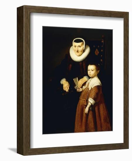 Portrait of a Lady, Aged 80 with a Girl, Aged 6, Three Quarter-Length, C.1632-33-Jacob Adriensz Backer-Framed Giclee Print