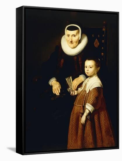 Portrait of a Lady, Aged 80 with a Girl, Aged 6, Three Quarter-Length, C.1632-33-Jacob Adriensz Backer-Framed Stretched Canvas