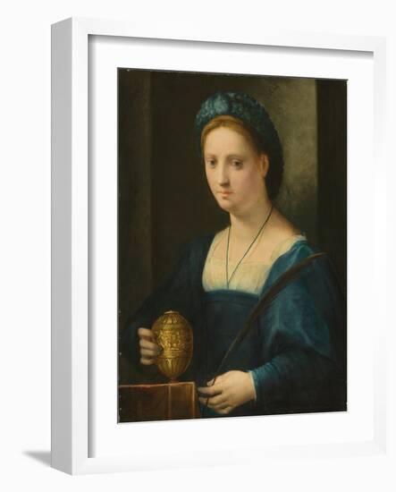 Portrait of a Lady, as Mary Magdalene (Oil on Panel)-Domenico Puligo-Framed Giclee Print