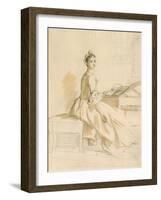 Portrait of a Lady at a Drawing Table (Graphite and Brown Wash on Paper)-Paul Sandby-Framed Giclee Print