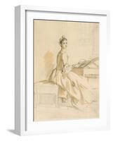 Portrait of a Lady at a Drawing Table (Graphite and Brown Wash on Paper)-Paul Sandby-Framed Giclee Print