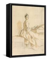 Portrait of a Lady at a Drawing Table (Graphite and Brown Wash on Paper)-Paul Sandby-Framed Stretched Canvas