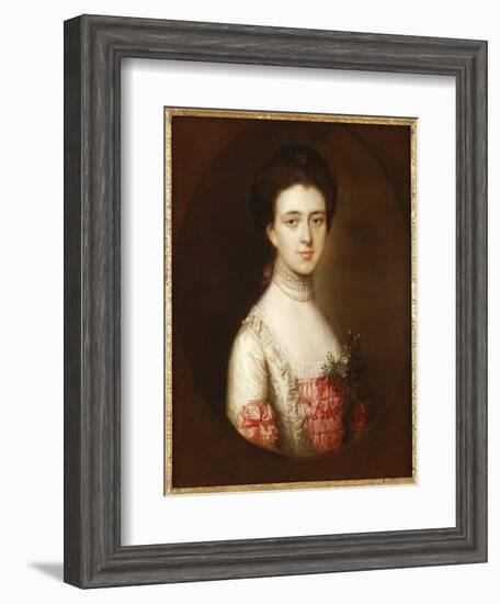 Portrait of a Lady, Bust Length, in a Pink and White Dress Trimmed with Lace and a Pearl Necklace-Thomas Gainsborough-Framed Giclee Print