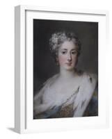 Portrait of a Lady, Bust Length in an Ermine-Trimmed Robe with Fleur-De-Lys, Diamond Clasp and…-Rosalba Giovanna Carriera-Framed Giclee Print