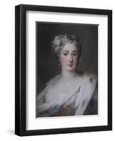 Portrait of a Lady, Bust Length in an Ermine-Trimmed Robe with Fleur-De-Lys, Diamond Clasp and…-Rosalba Giovanna Carriera-Framed Giclee Print