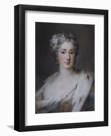 Portrait of a Lady, Bust Length in an Ermine-Trimmed Robe with Fleur-De-Lys, Diamond Clasp and…-Rosalba Giovanna Carriera-Framed Giclee Print