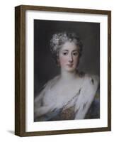 Portrait of a Lady, Bust Length in an Ermine-Trimmed Robe with Fleur-De-Lys, Diamond Clasp and…-Rosalba Giovanna Carriera-Framed Giclee Print