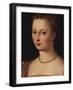 Portrait of a Lady, Bust Length, Wearing an Embroidered Pink Dress and a Pearl Necklace, and with…-Francois Clouet (Follower of)-Framed Giclee Print