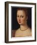 Portrait of a Lady, Bust Length, Wearing an Embroidered Pink Dress and a Pearl Necklace, and with…-Francois Clouet (Follower of)-Framed Giclee Print