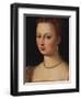 Portrait of a Lady, Bust Length, Wearing an Embroidered Pink Dress and a Pearl Necklace, and with…-Francois Clouet (Follower of)-Framed Giclee Print