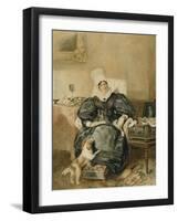 Portrait of a Lady by a Table with a Dog-William Henry Hunt-Framed Giclee Print