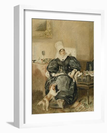Portrait of a Lady by a Table with a Dog-William Henry Hunt-Framed Giclee Print