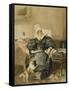 Portrait of a Lady by a Table with a Dog-William Henry Hunt-Framed Stretched Canvas