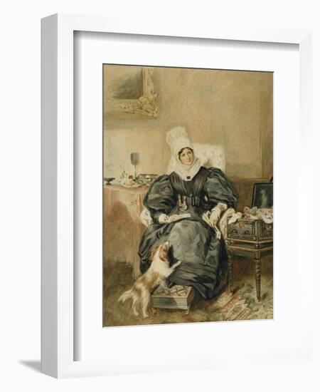 Portrait of a Lady by a Table with a Dog-William Henry Hunt-Framed Giclee Print